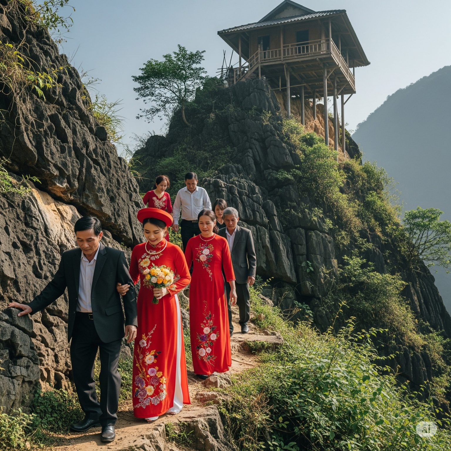 Đám cưới đứa con gái đòi lấy bằng được chồng vùng cao tận đỉnh núi, ngày tổ chức cả nhà gái trèo lên tận mỏm đá cao