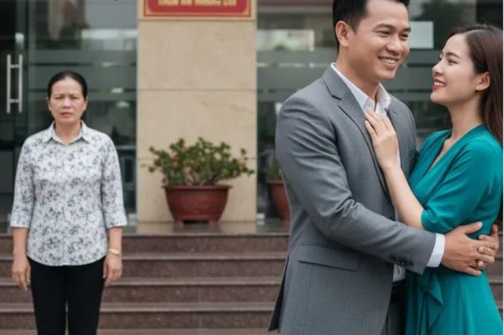Vừa bước từ tòa án ra sau khi ly hôn, người đàn ông lập tức ôm nhân tình và lên mặt với người vợ cũ
